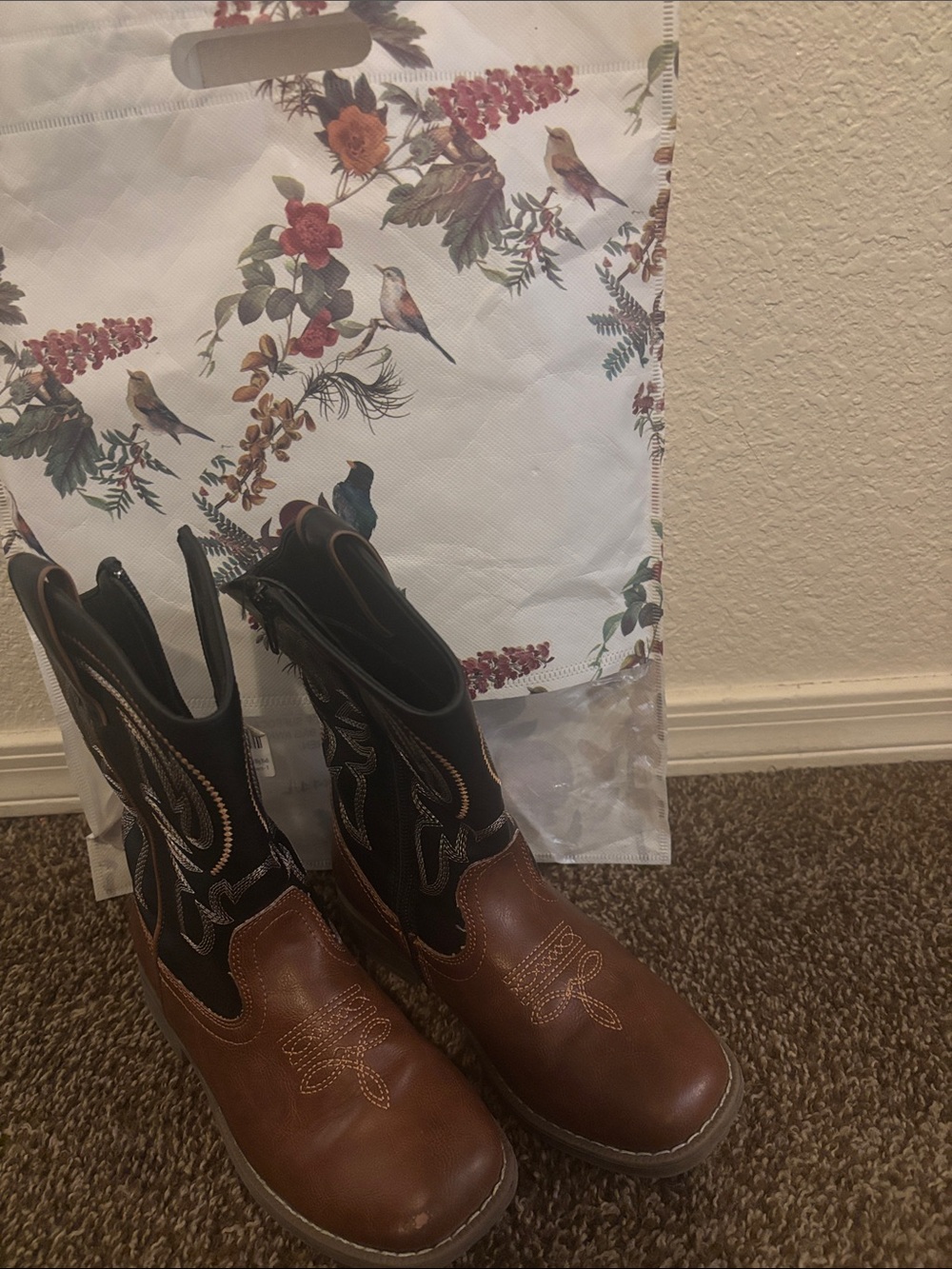 Brown and Black Western-Style Work Boots - Classic Home Accents